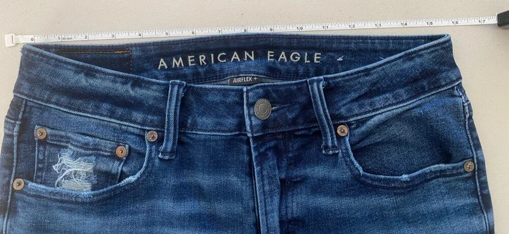 American Eagle AirFlex+ Men's Jeans 32x32 Distressed Moto Biker Slim Stretch